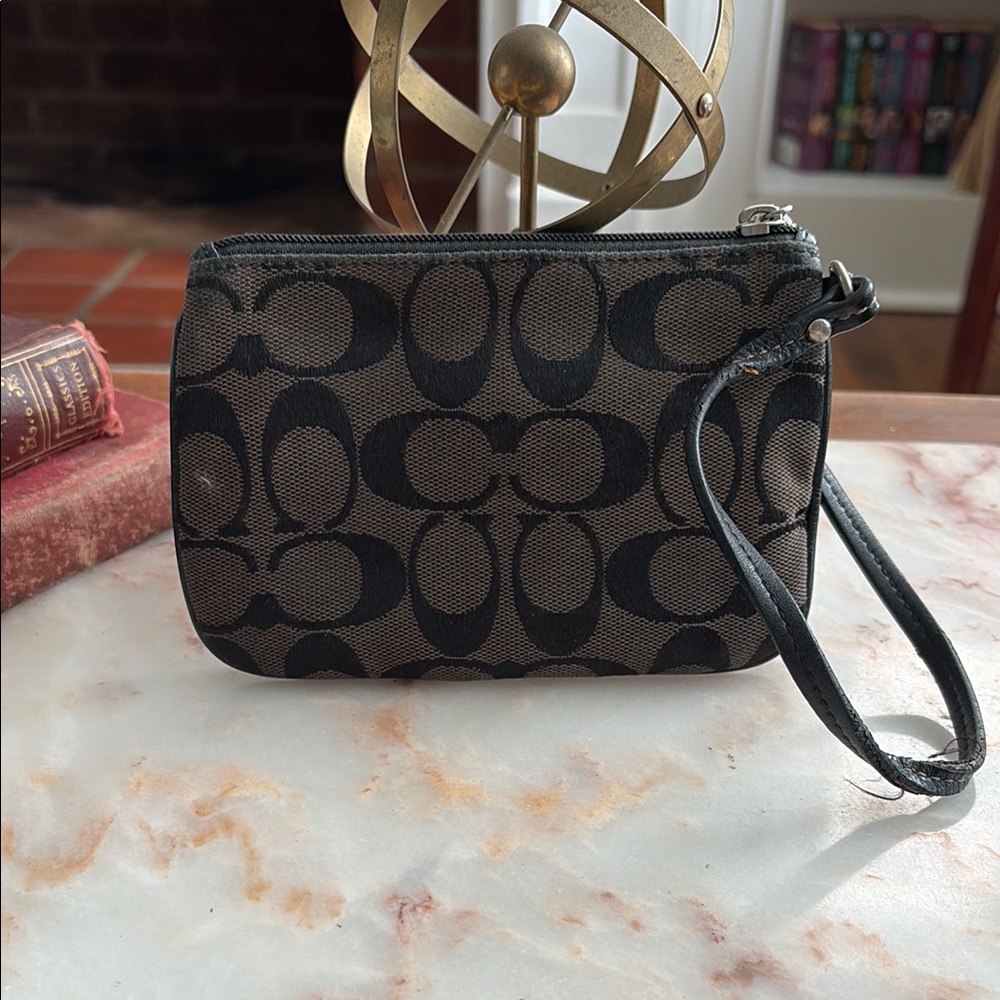 Black Monogram Canvas Coach Wristlet